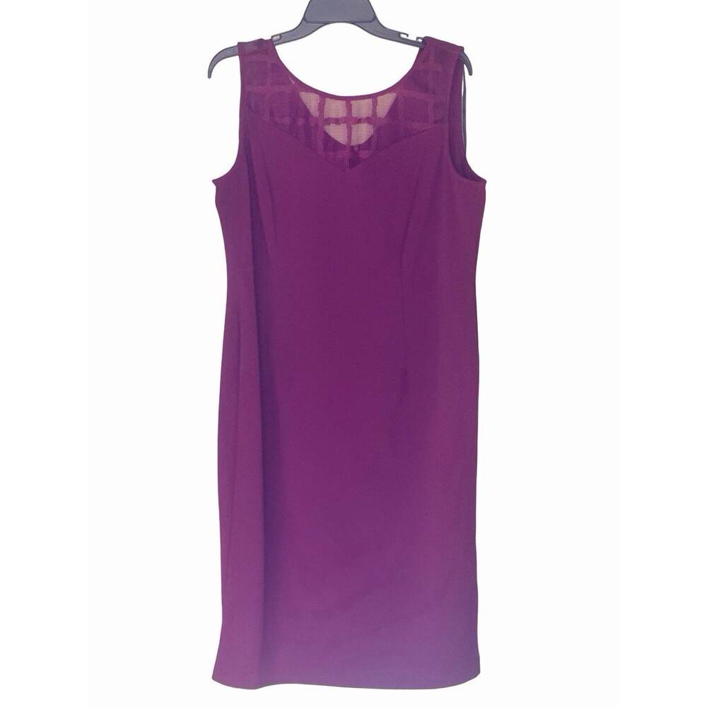 Burgundy Red Sleeveless Midi Dress Size 16W by Maya Brooke Lace Neckline